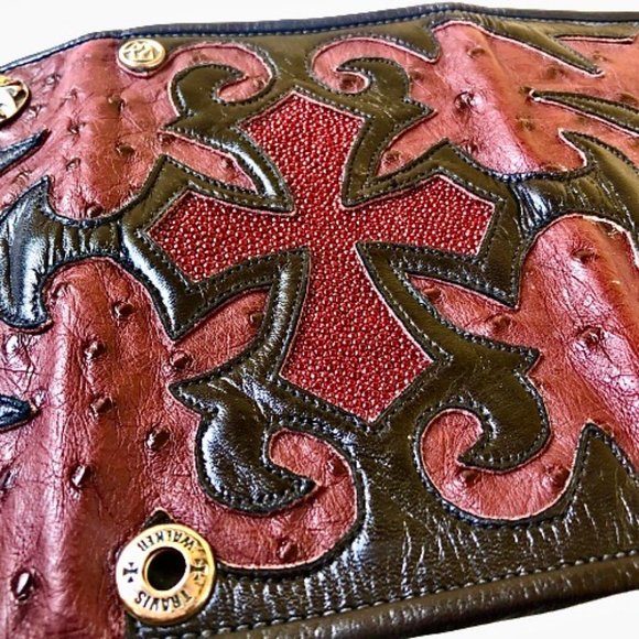 Travis Walker Vintage 90's Exotic Leathers Wallet Cross Design - Picture 10 of 16